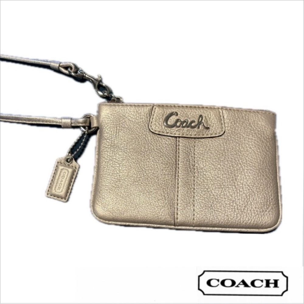 Coach Silver Textured Wristlet